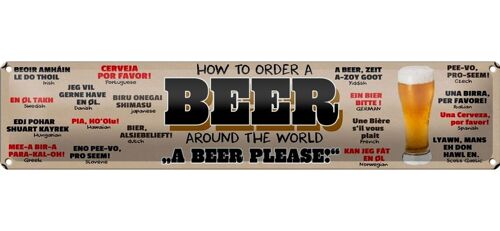 Blechschild Bier 46x10cm How to Order a beer Dekoration