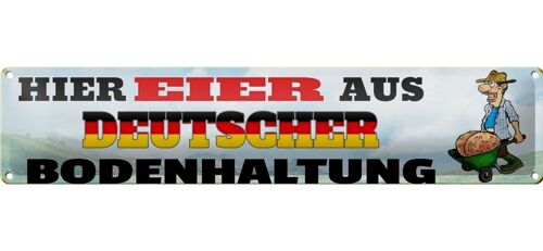Blechschild Spruch 46x10cm Eier aus deutscher Bodenhaltung Dekoration