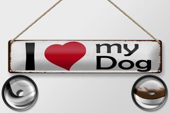 Panneau en étain disant 46x10cm, j'aime mon chien, décoration cadeau en forme de cœur pour chien 2