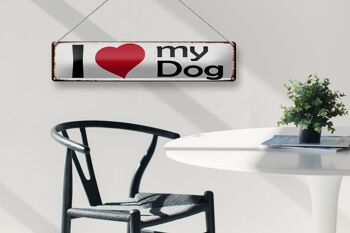 Panneau en étain disant 46x10cm, j'aime mon chien, décoration cadeau en forme de cœur pour chien 4