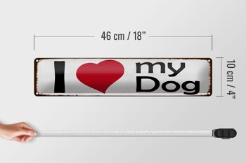 Panneau en étain disant 46x10cm, j'aime mon chien, décoration cadeau en forme de cœur pour chien 5