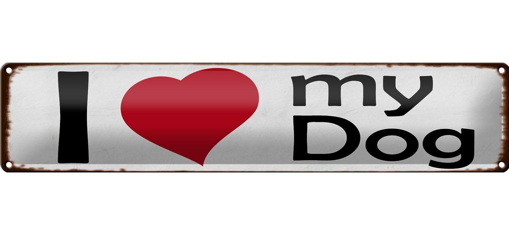 Targa in metallo con scritta 46x10 cm amo il mio cane, decorazione regalo per cani a forma di cuore
