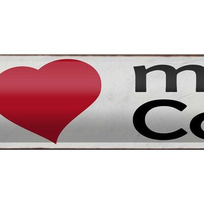 Targa in metallo con scritta "I Love My Cat" 46x10 cm, decorazione a forma di cuore