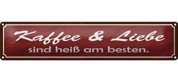 Panneau en étain indiquant que l'amour du café est la meilleure décoration, 46x10cm 1
