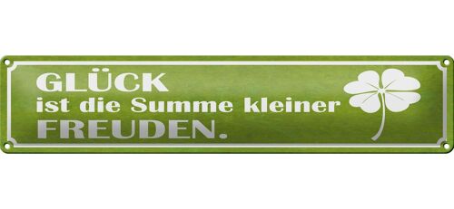 Blechschild Spruch 46x10cm Glück ist Summe kleiner Freuden Dekoration