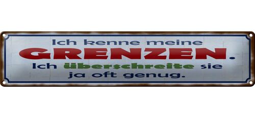 Blechschild Spruch 46x10cm ich kenne meine Grenzen Geschenk Dekoration