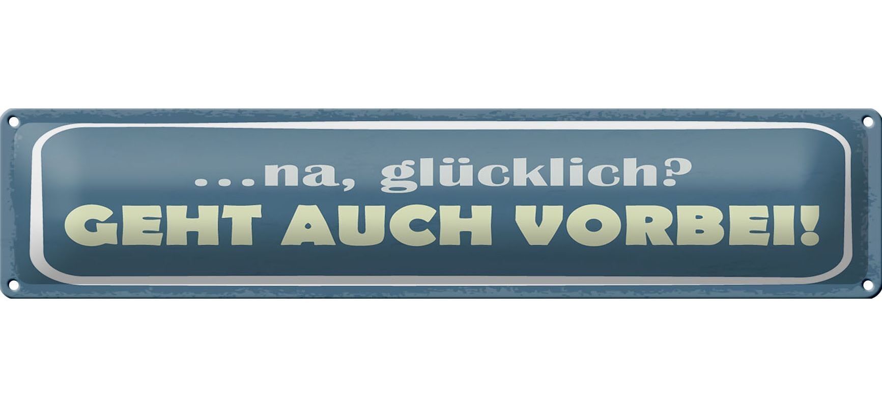 Targa in metallo con scritta "happy goes by" anche decorativa, 46 x 10 cm