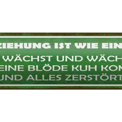 Blechschild Spruch 46x10cm Beziehung ist wie eine Wiese Dekoration