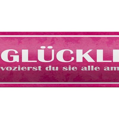 Blechschild Spruch 46x10cm sei glücklich damit provozierst Dekoration