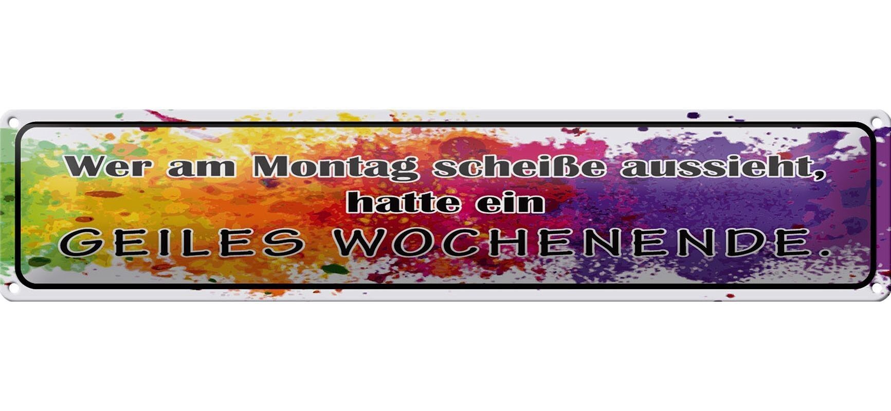 Targa in metallo con scritta "Lunedì merda", fantastica decorazione per il fine settimana, 46x10 cm