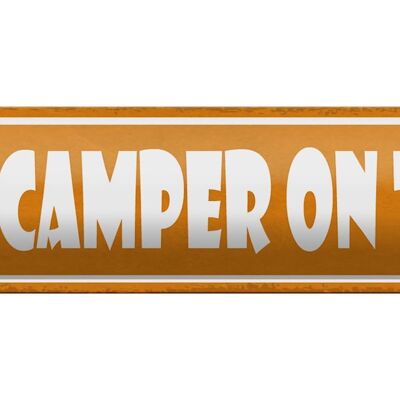 Cartel de chapa que dice 46x10cm Camper on tour decoración de camping