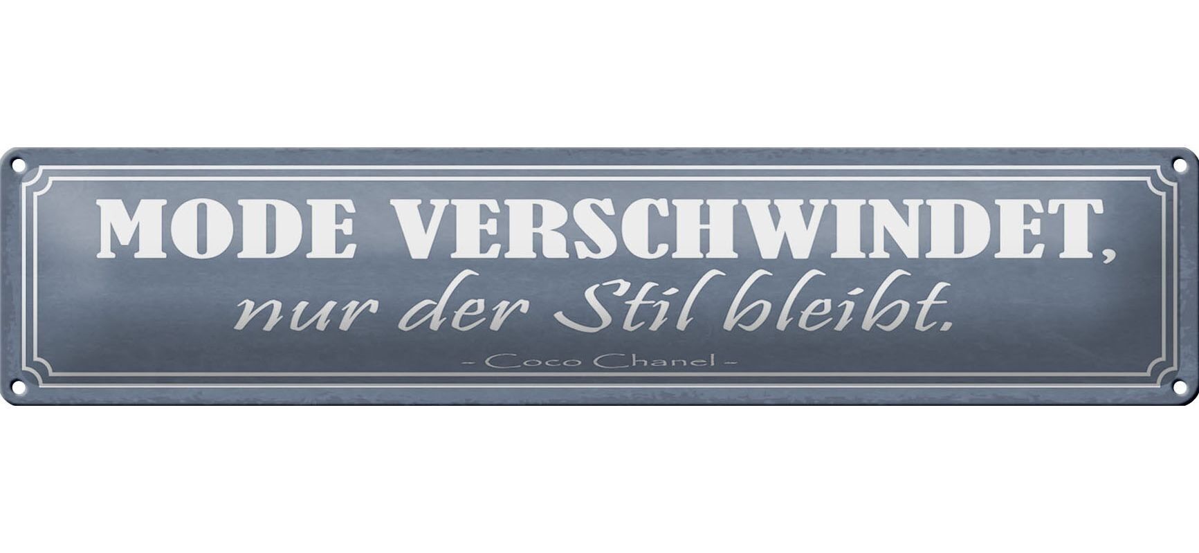 Tin sign saying 46x10cm fashion disappears style remains decoration