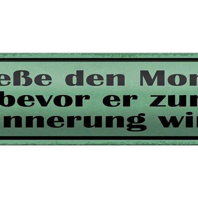 Blechschild Spruch 46x10cm genieße Moment bevor Erinnerung Dekoration