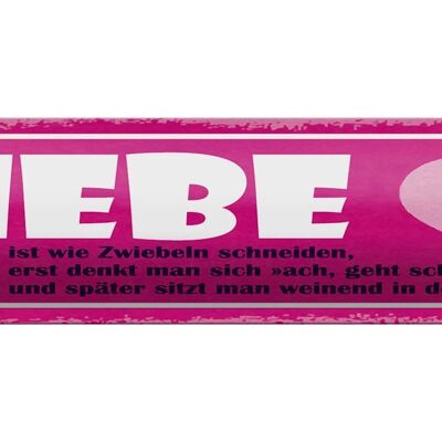 Blechschild Spruch 46x10cm Liebe ist wie Zwiebeln schneiden Dekoration