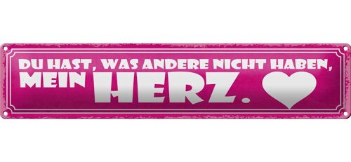 Blechschild Spruch 46x10cm du hast mein Herz Geschenk Dekoration