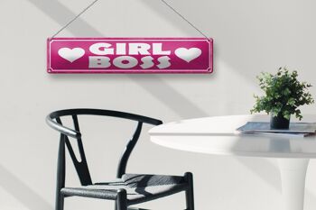 Signe en étain note 46x10cm, Girl Boss, cœur rose, décoration cadeau 4