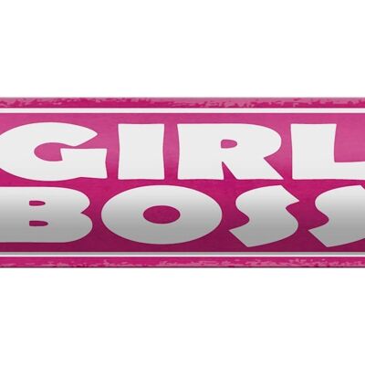 Cartel de chapa nota 46x10cm Girl Boss corazón rosa decoración de regalo