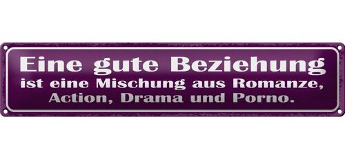 Blechschild Spruch 46x10cm gute Beziehung ist Mischung aus Dekoration