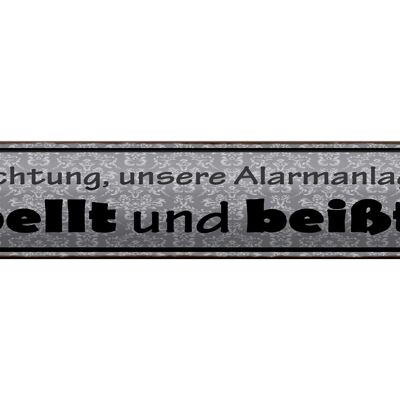 Cartel de chapa nota 46x10cm Sistema de alarma de advertencia decoración de ladridos y picaduras