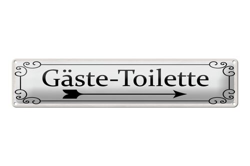 Blechschild Hinweis 46x10cm Gäste-Toilette rechts Pfeil Dekoration