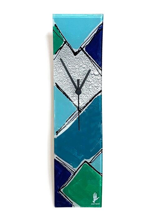 Patchwork Dark Blue-Silver Wall clock 10x41 cm