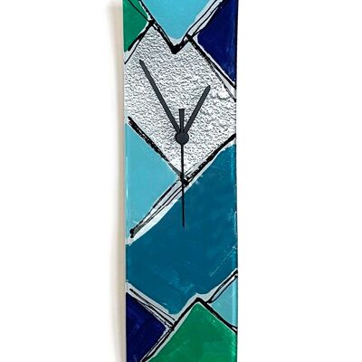 Orologio da parete Patchwork Blu Scuro-Argento 10x41 cm