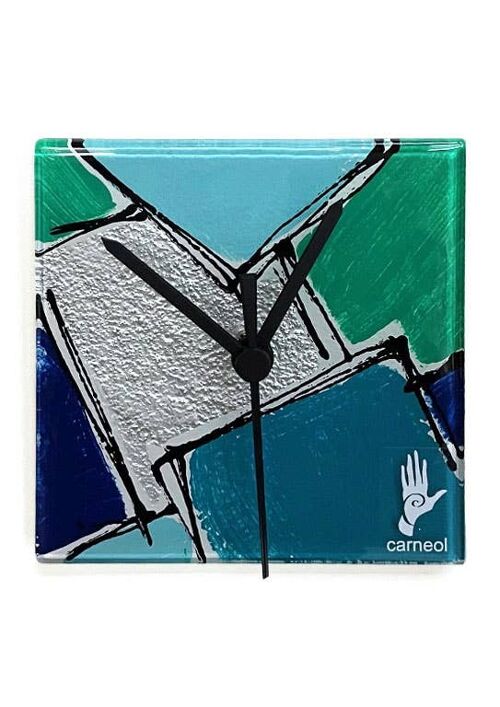 Patchwork Dark Blue-Silver Wall clock 13x13 cm