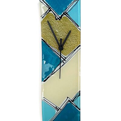 Patchwork Turqouise-Gold Wall clock 10x41 cm