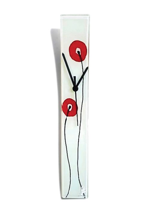 Poppy White-Red Glass Wall Clock 6X41 Cm