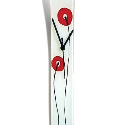 Orologio da Parete Papavero in Vetro Bianco-Rosso 6X41 Cm