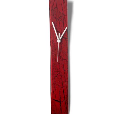 Wanduhr aus knisterndem rotem Glas, 6 x 41 cm