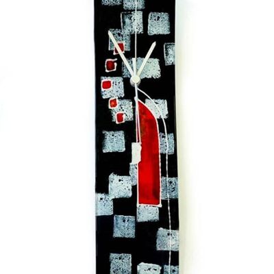 Dotti Black-White Glass Wall Clock 10X41 Cm