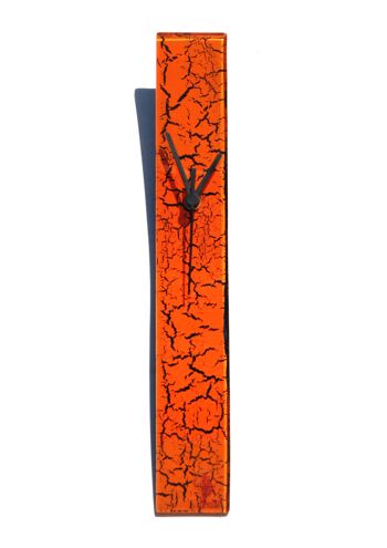 Horloge murale en verre orange craquelé 6X41 Cm 1