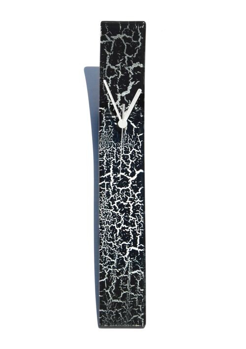 Crackled Black Glass Wall Clock 6X41 Cm