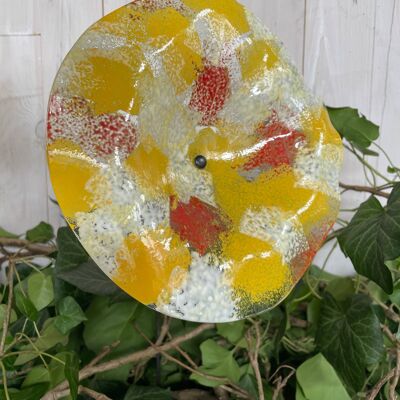 Large Glass Flower To Outdoor Yellow-Red-White