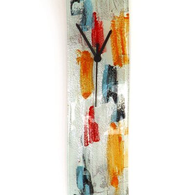 Amasonas Silber-Orange Glas-Wanduhr 10 x 41 cm