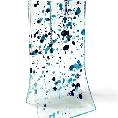 Kleine 8 x 13 cm große Spotty-Vase in Transparent-Hellblau-Dunkel