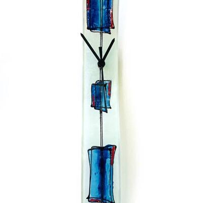 Cubie Weiß-Blaue Glaswanduhr 6X41 cm