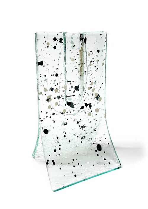 Small 8X13 Cm Spotty Vase In Transparent-White-Black