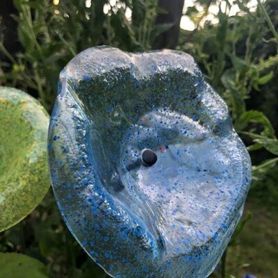 Fleur en verre « Outdoor » en transparent, vert, bleu foncé
