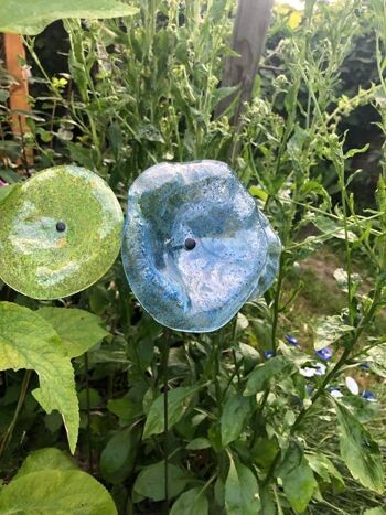 Fleur en verre « Outdoor » en transparent, vert, bleu foncé 2