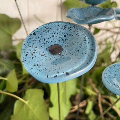 Petite fleur ronde en verre pour usage intérieur en aqua, noir