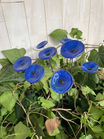Fleur en verre pour usage intérieur en bleu foncé, bleu clair 2