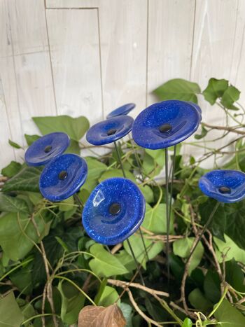 Fleur en verre pour usage intérieur en bleu foncé, bleu clair 3