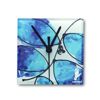Horloge murale feuille pour bleu clair-bleu foncé, 13x13 Cm