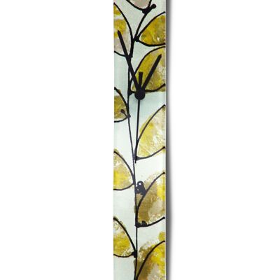 Leaf For Gold-Yellow Glass Wall Clock 6X41 Cm