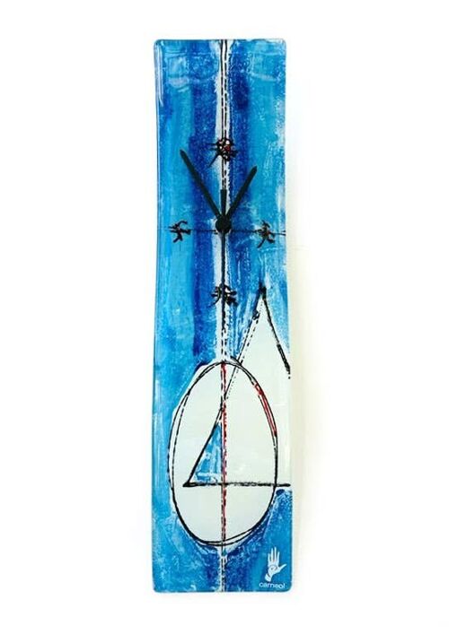 Geometry Blue Glass Wall Clock 10X41 Cm