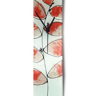 Leaf Salmon-White Wall Clock 10X41 Cm