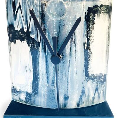 Amasonas horloge de table en verre gris-argent taille 12X14 Cm
