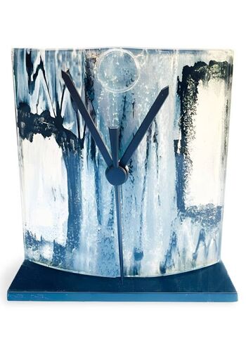 Amasonas horloge de table en verre gris-argent taille 12X14 Cm 1